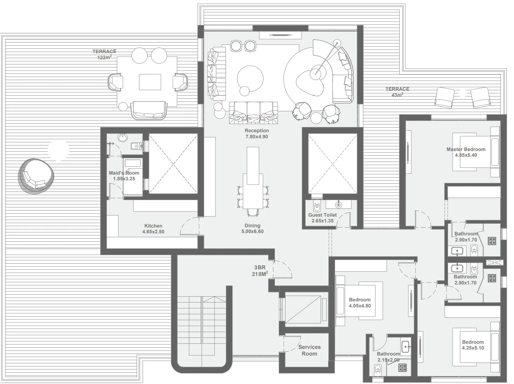 218 SQM Penthouse Seashell Ras El Hekma Layout .png